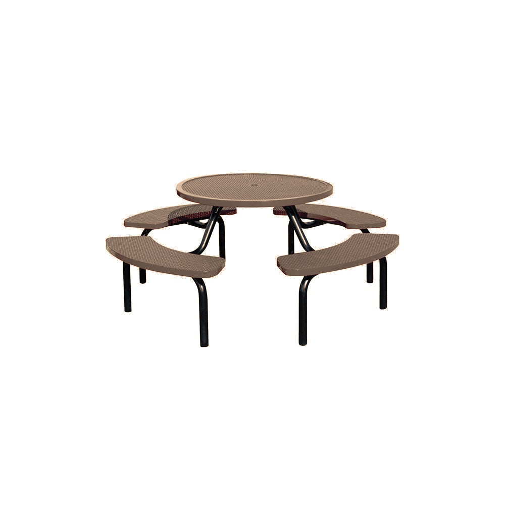 MF1023 Round Modular 4-Bench Table — Metal Powder Coat — S44 Putty — digitally rendered color preview
