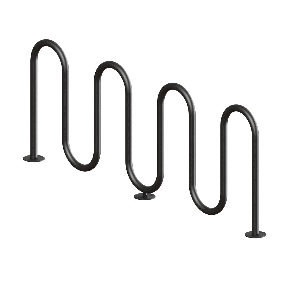 MF9011 Surface Mount 7 Loop Bike Rack — Metal Powder Coat — 9 White — digitally rendered color preview