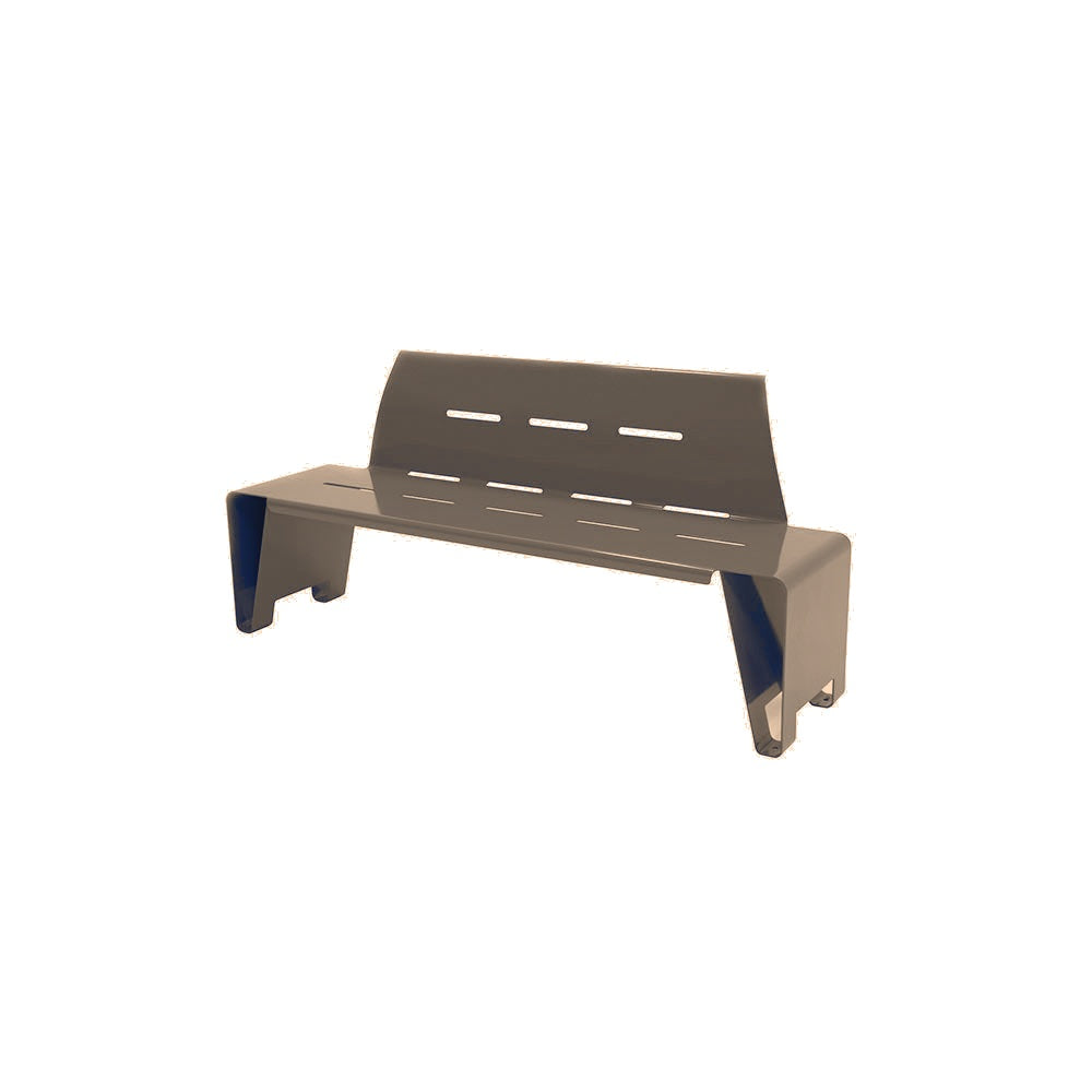 WS203 Double-Folded Steel Bench with Back — Metal Powder Coat — S44 Putty — digitally rendered color preview