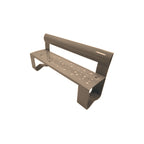 WS206 Patterned Seat Steel Bench with Back — Metal Powder Coat — S44 Putty — digitally rendered color preview