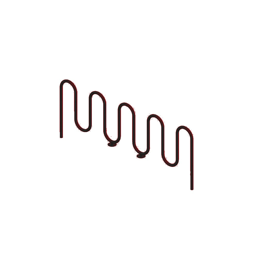 MF9019 Inground Mount 9 Loop Bike Rack — Metal Powder Coat — 2 Red — digitally rendered color preview