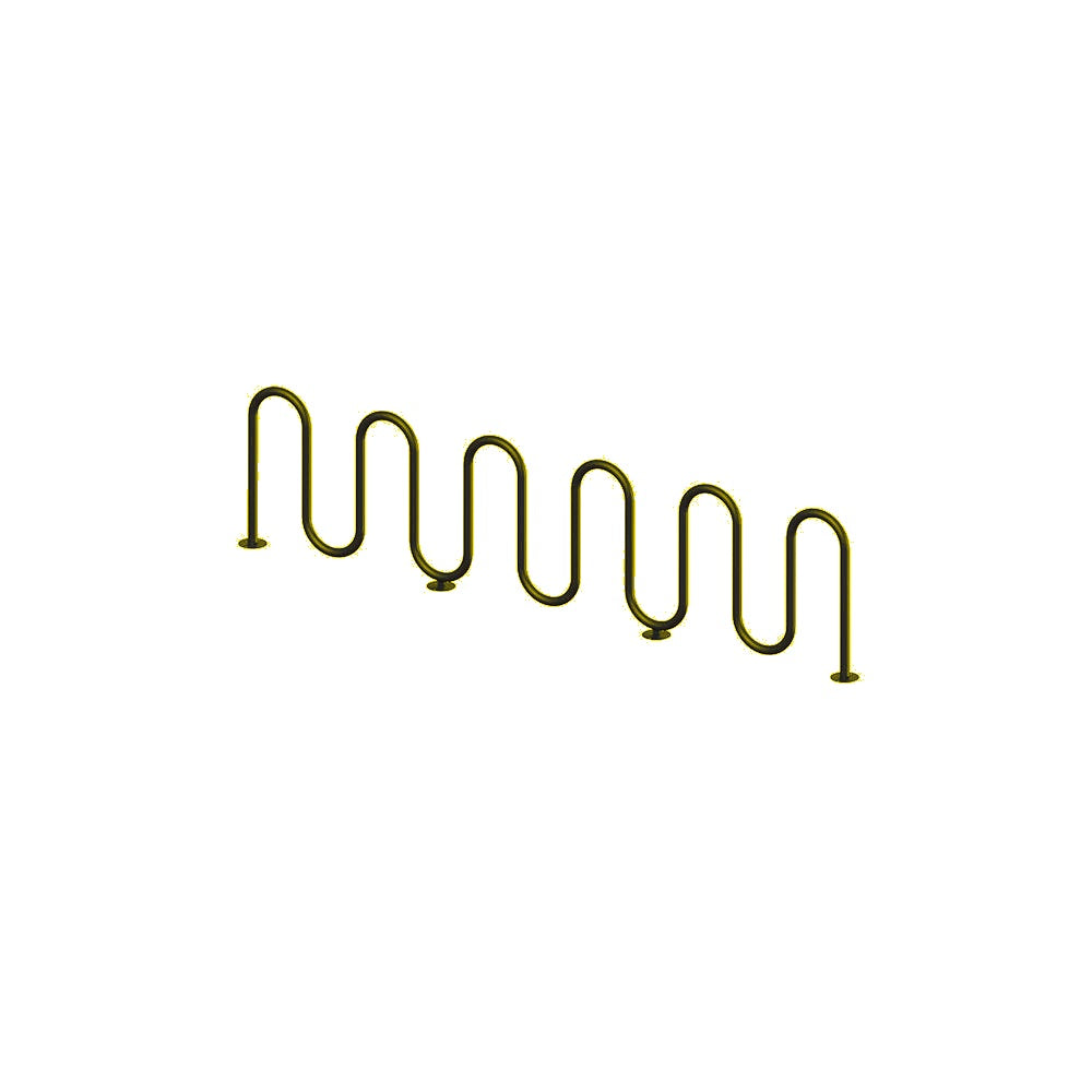MF9030 Surface Mount 11 Loop Bike Rack — Metal Powder Coat — S1 Yellow — digitally rendered color preview