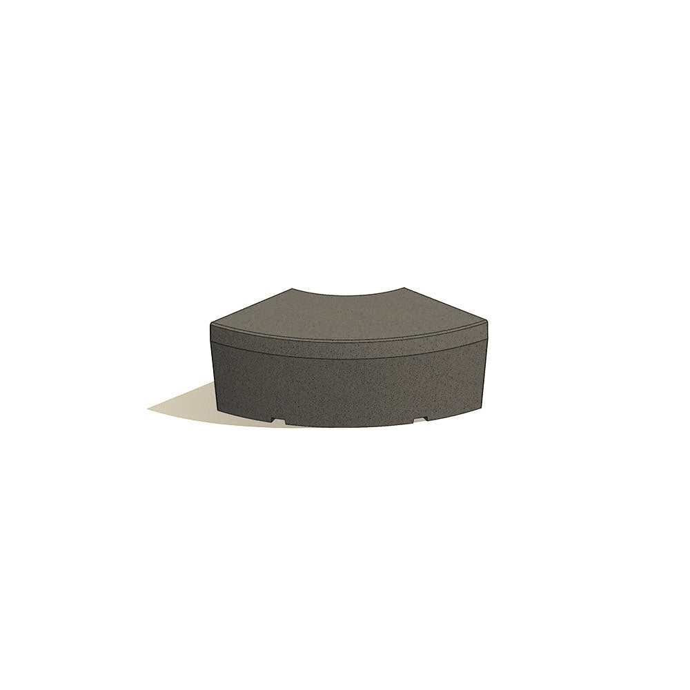 ZB.PR.02 Parlement Small Curved Concrete Bench — Acid Wash — A20 White — digitally rendered color preview