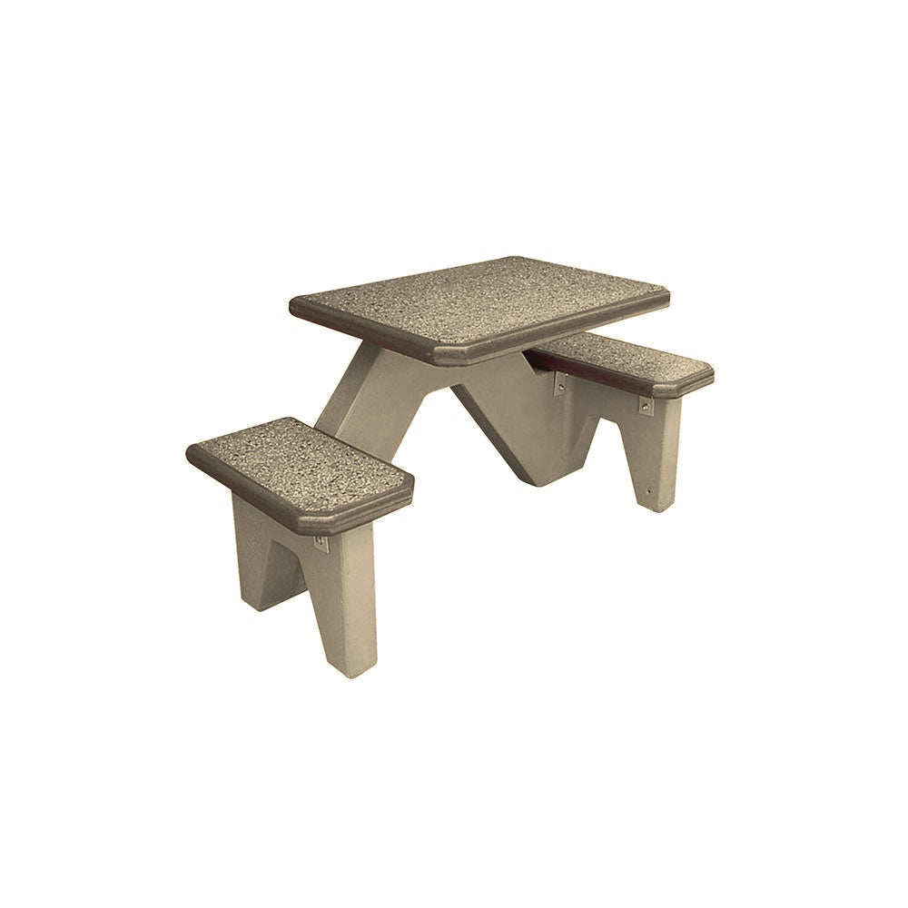 TF3105 2-Seat Square Concrete ADA Compliant Table Set — Standard Ground & Polish Top & Bench - Acid Wash Gray Legs — A23 Gray — digitally rendered color preview