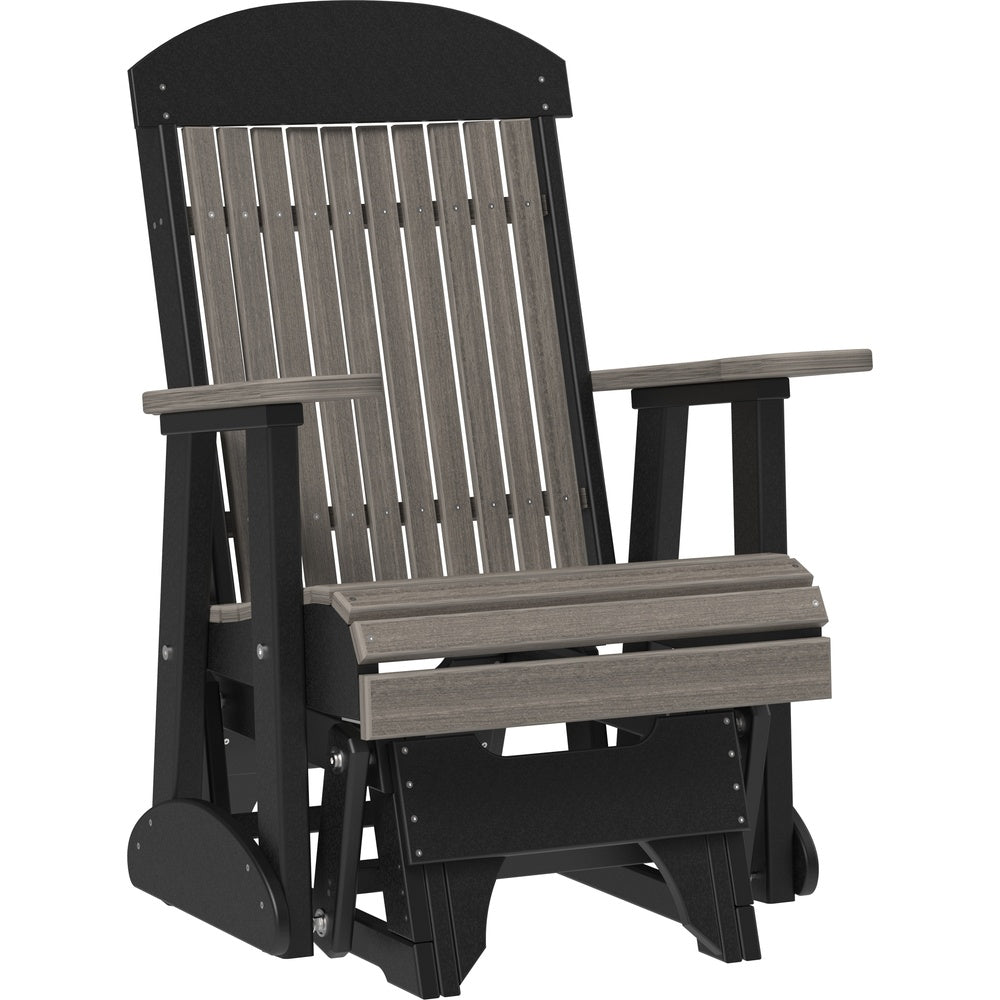LuxCraft 2' Classic Glider Highback Chair - 2CPGCGB 2' Classic Poly Glider (Coastal Gray & Black)