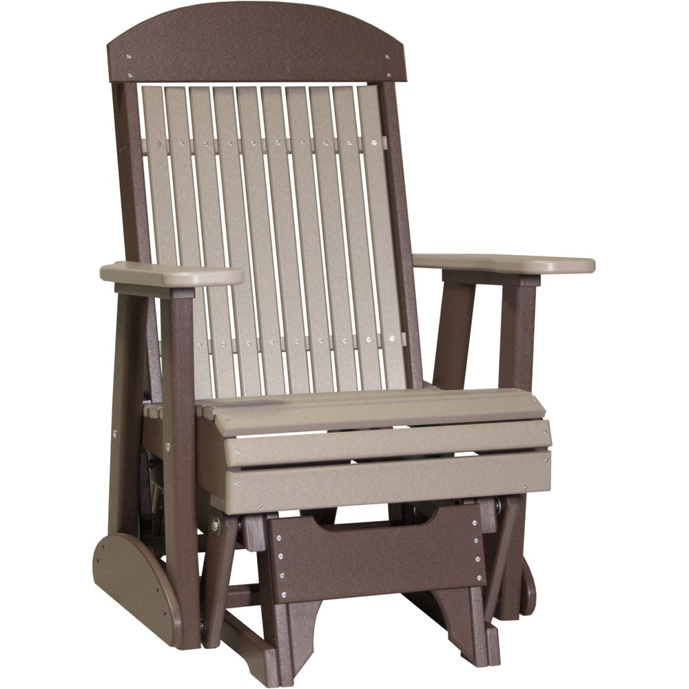 LuxCraft 2' Classic Glider Highback Chair - 2CPGWWCBR 2' Classic Poly Glider (Weatherwood & Chestnut Brown)