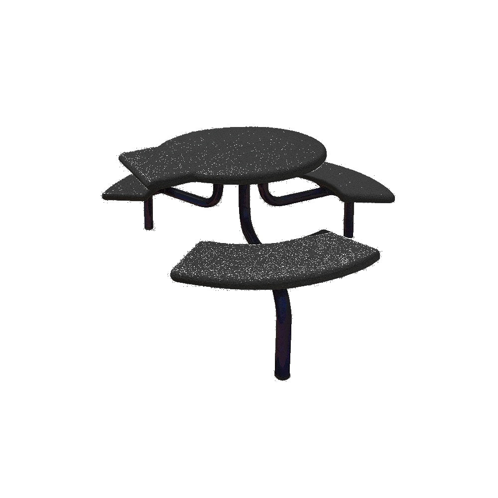 TF3139 3-Seat Round Concrete ADA Compliant Table Set with Metal Legs — Premium Ground & Polished — G38 Night — digitally rendered color preview