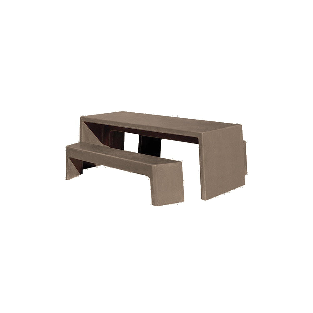 TF3200 Free-Standing 2 Bench Concrete Table Set — Premium Acid Wash Stain — S23 Gray — digitally rendered color preview