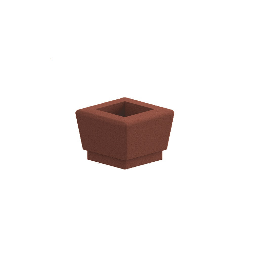 WS9126 Our Town Single Square Planter — Weatherstone — W24 Brick Red — digitally rendered color preview