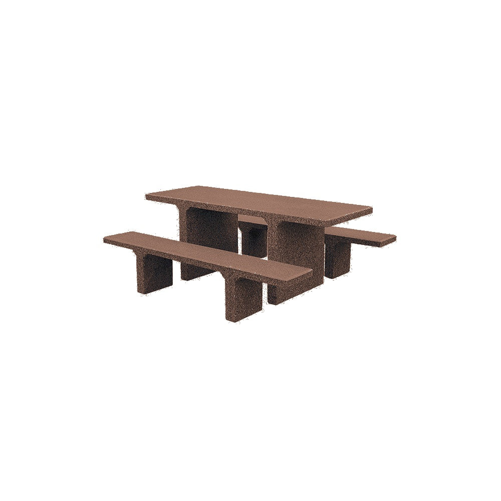 TF3225 Concrete Picnic Table Set — Weatherstone — W25 Brown — digitally rendered color preview