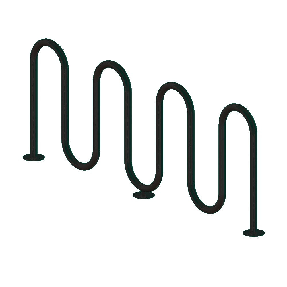 MF9011 Surface Mount 7 Loop Bike Rack — Metal Powder Coat — S29 Green — digitally rendered color preview