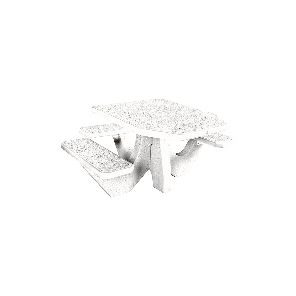TF3123 3-Seat Square Concrete Table ADA Compliant Set — Standard Ground & Polish Top & Bench - Acid Wash Gray Legs — G30 Star — digitally rendered color preview