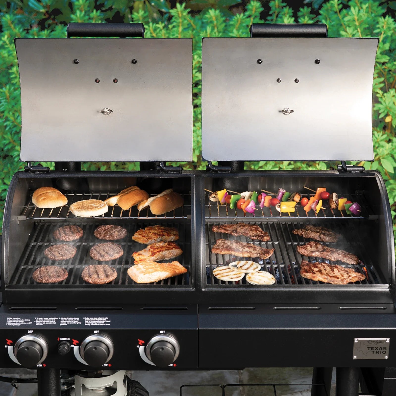 Char-Griller Texas Trio Gas & Charcoal Grill 3070