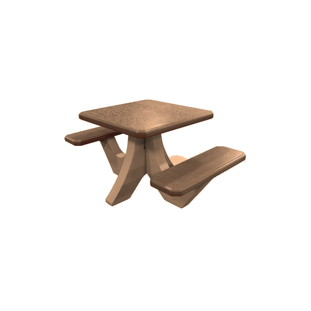 TF3115 2-Seat Square Concrete Table Set — Standard Ground & Polish Top & Bench - Acid Wash Sand Legs — A22 Sand — digitally rendered color preview