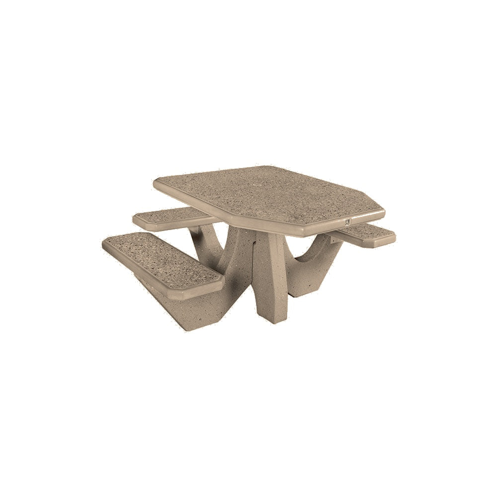 TF3123 3-Seat Square Concrete Table ADA Compliant Set — Standard Ground & Polish Top & Bench - Acid Wash Gray Legs — G23 Gray — digitally rendered color preview