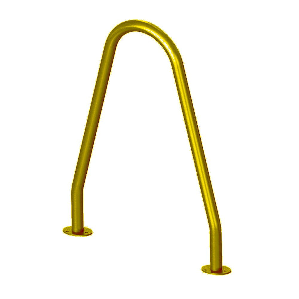 MF9026 Surface Mount Bola Bike Rack — Metal Powder Coat — S1 Yellow — digitally rendered color preview