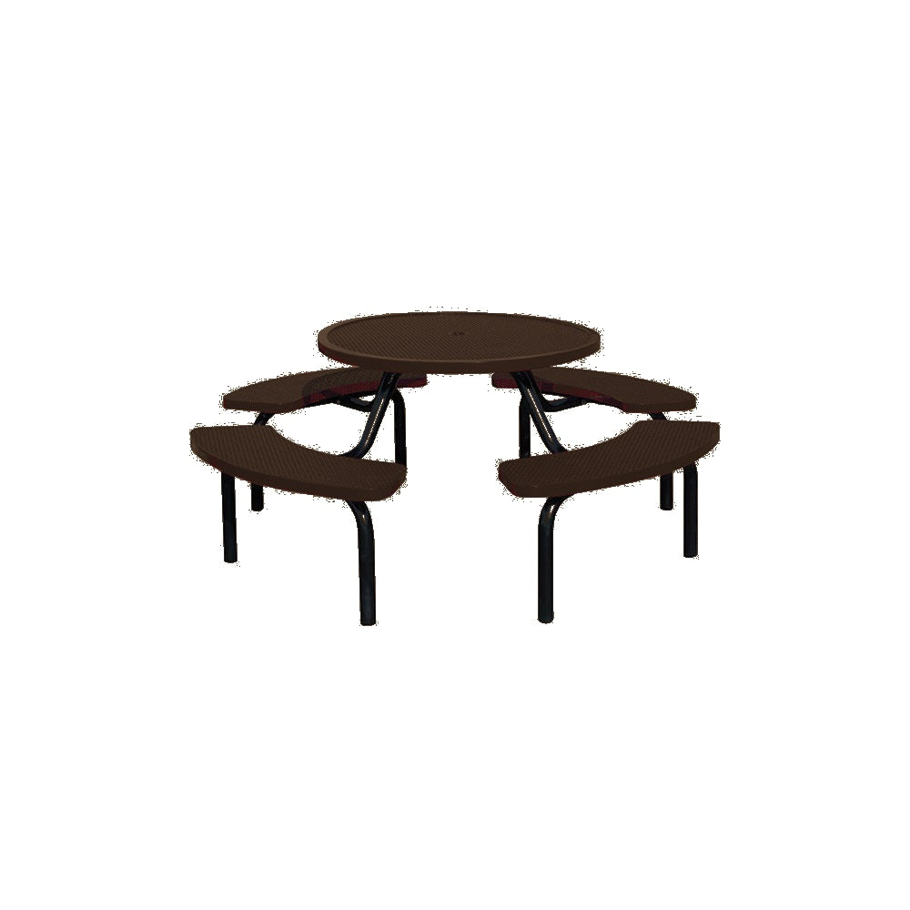 MF1023 Round Modular 4-Bench Table — Metal Powder Coat — 10 Bronze — digitally rendered color preview