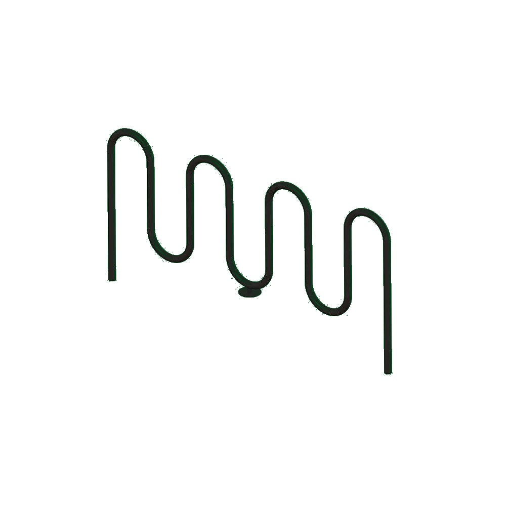 MF9013 Inground Mount 7 Loop Bike Rack — Metal Powder Coat — 69 Emerald — digitally rendered color preview