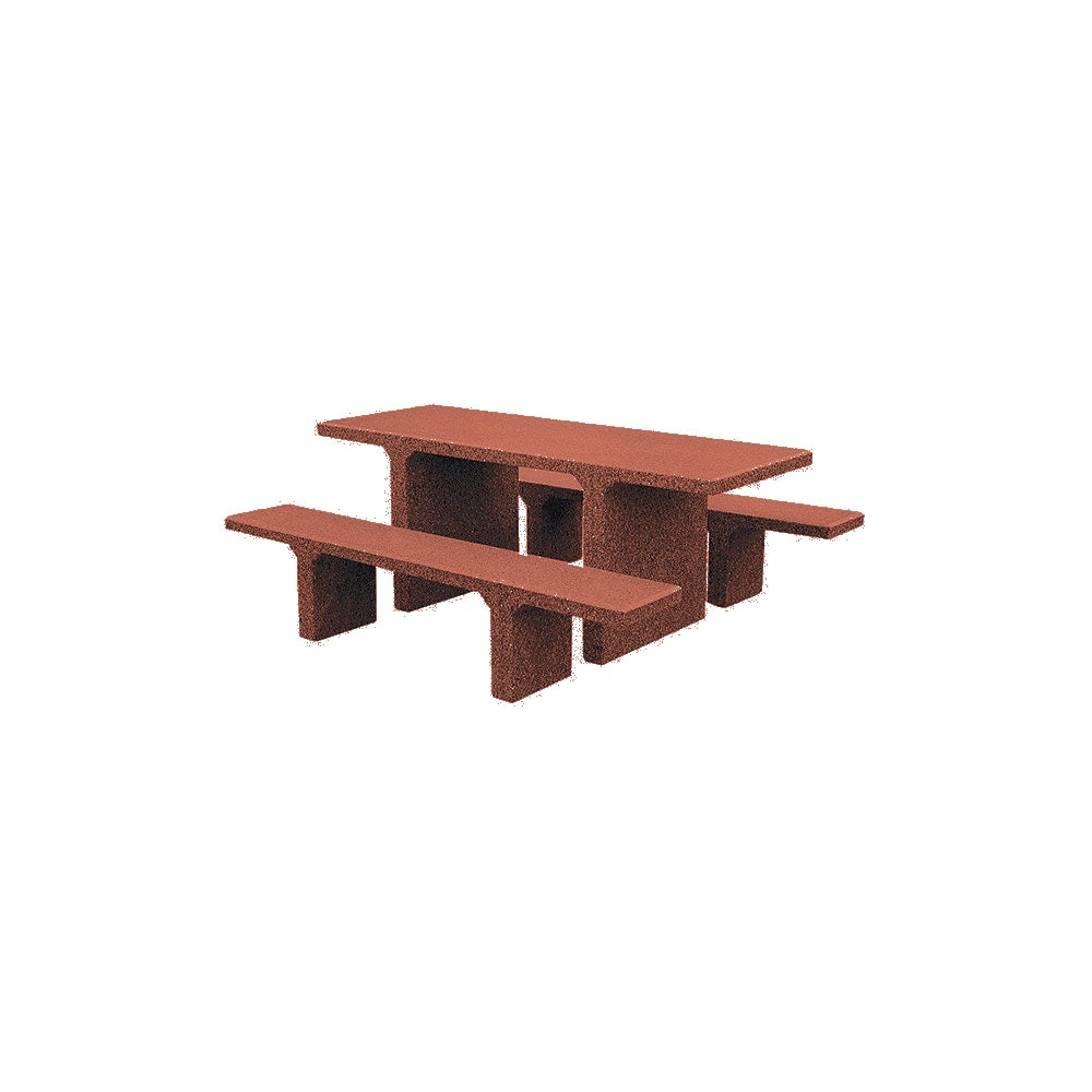 TF3225 Concrete Picnic Table Set — Weatherstone — W24 Brick Red — digitally rendered color preview