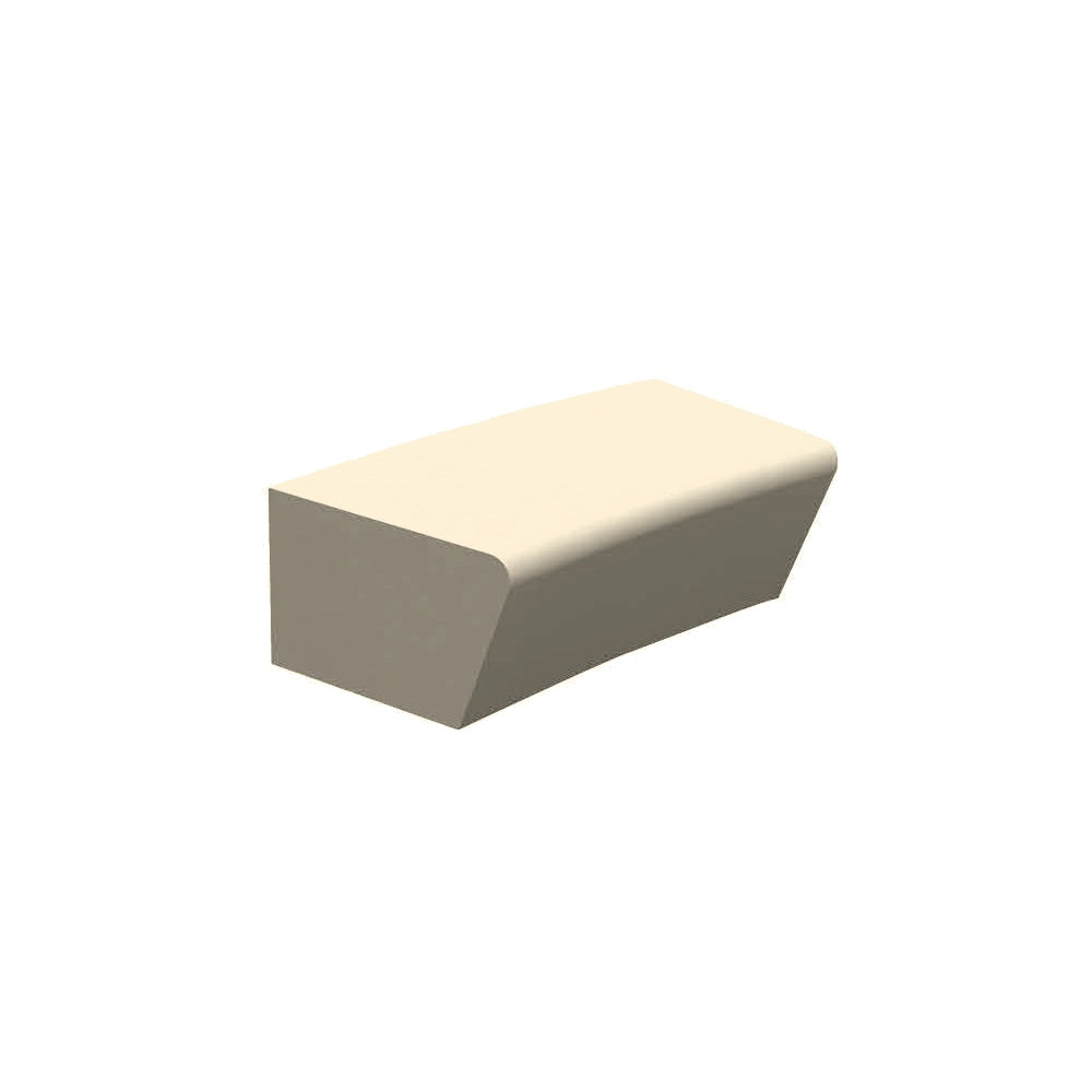 ZB.CE.04 Curved Rectangle Concrete Bench — Weatherstone — W20 White — digitally rendered color preview
