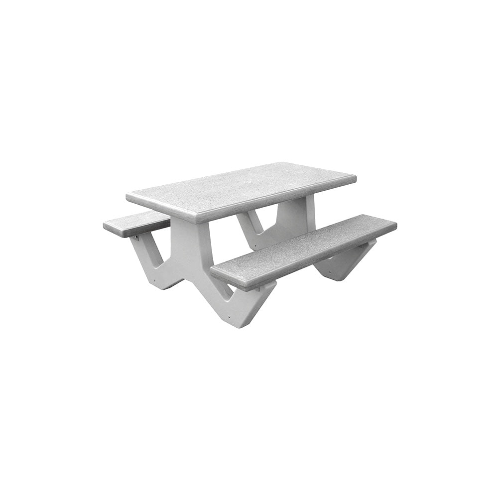 TF3230 Concrete Park ADA Compliant Table — Standard Ground & Polish Top & Bench - Acid Wash Gray Legs — G33 Misty Gray — digitally rendered color preview