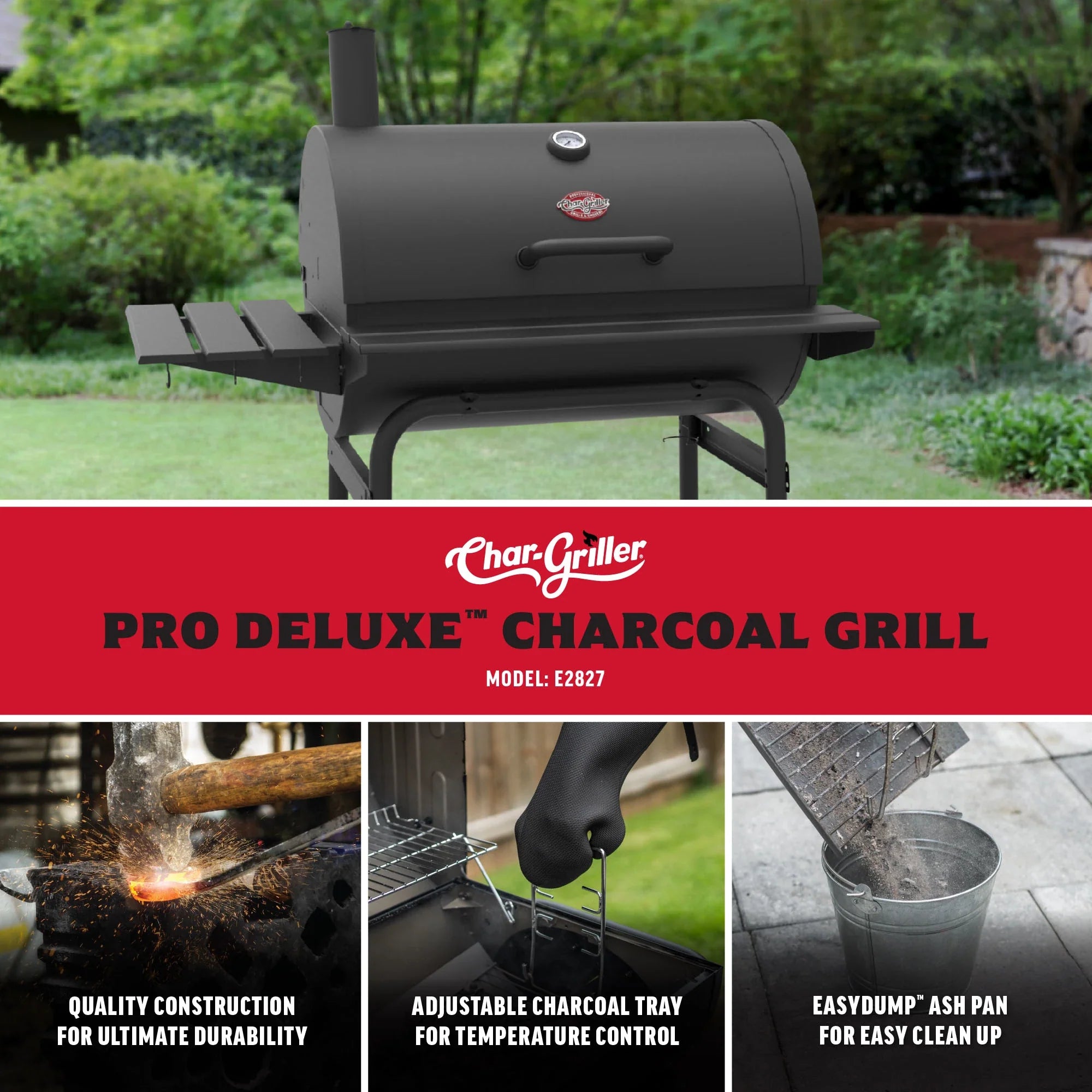 Char-Griller Pro Deluxe Charcoal Grill E2827