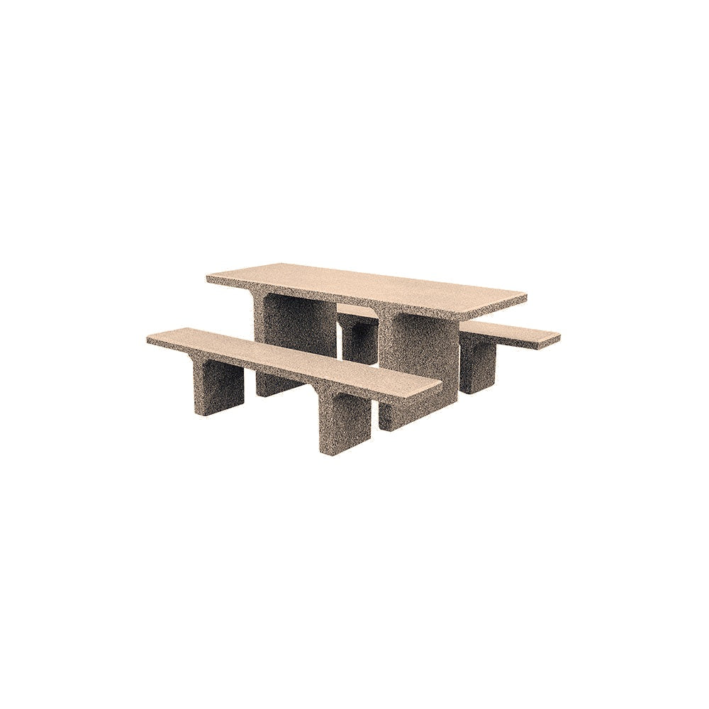 TF3225 Concrete Picnic Table Set — Acid Wash — A21 Buff — digitally rendered color preview