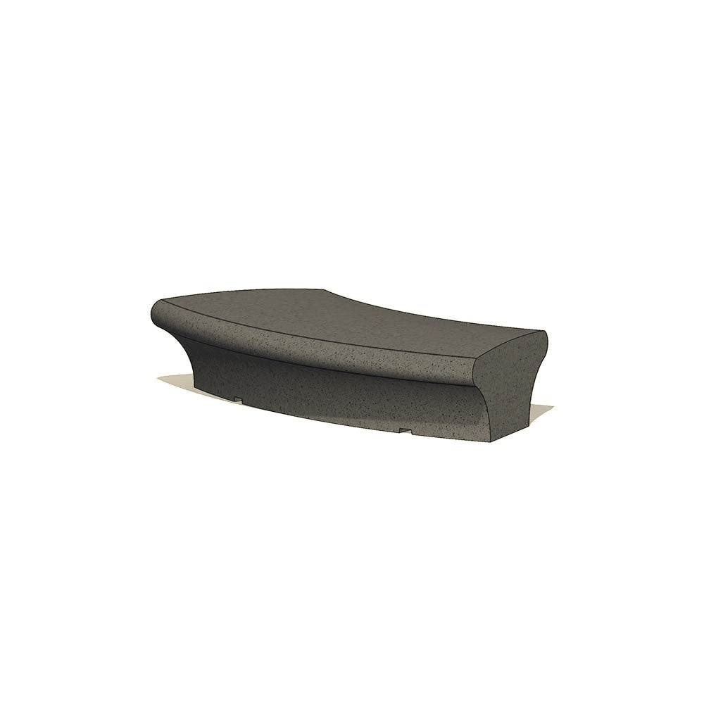 ZB.BD.01 Buda Curved Concrete Bench — Acid Wash — A20 White — digitally rendered color preview