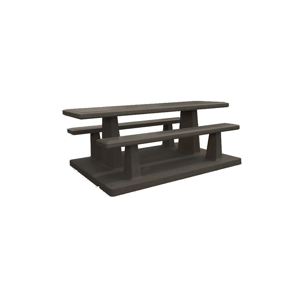 TF3215 Concrete Picnic Table Set with Concrete Base — Premium Ground & Polished — G26 Charcoal — digitally rendered color preview