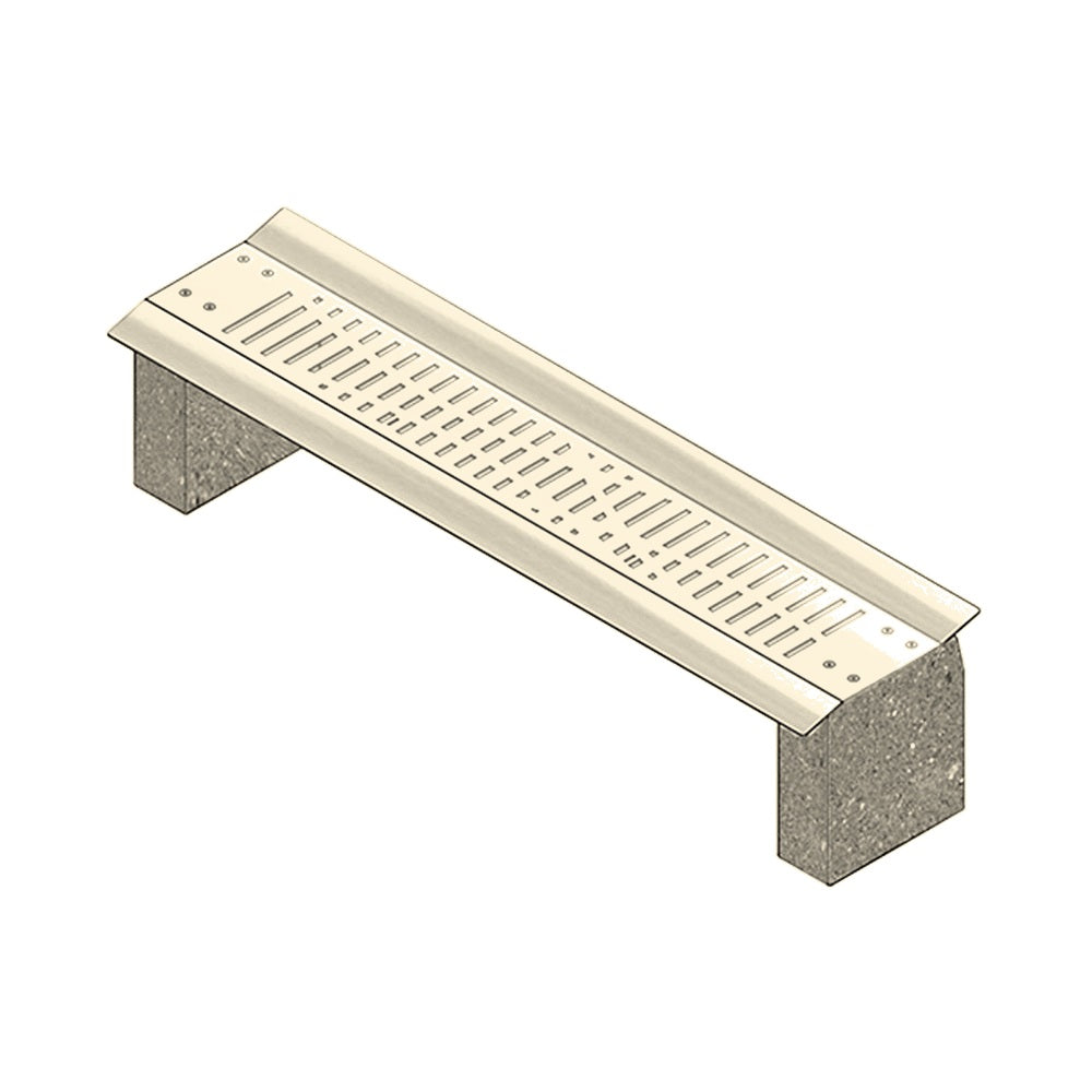 WS308SS Stainless Steel and Precast Bench — Acid Wash — A20 White — digitally rendered color preview