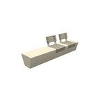 ZB.WL.16 Large Bench with Two Single Seats with Backrests — Acid Wash — A20 White — digitally rendered color preview