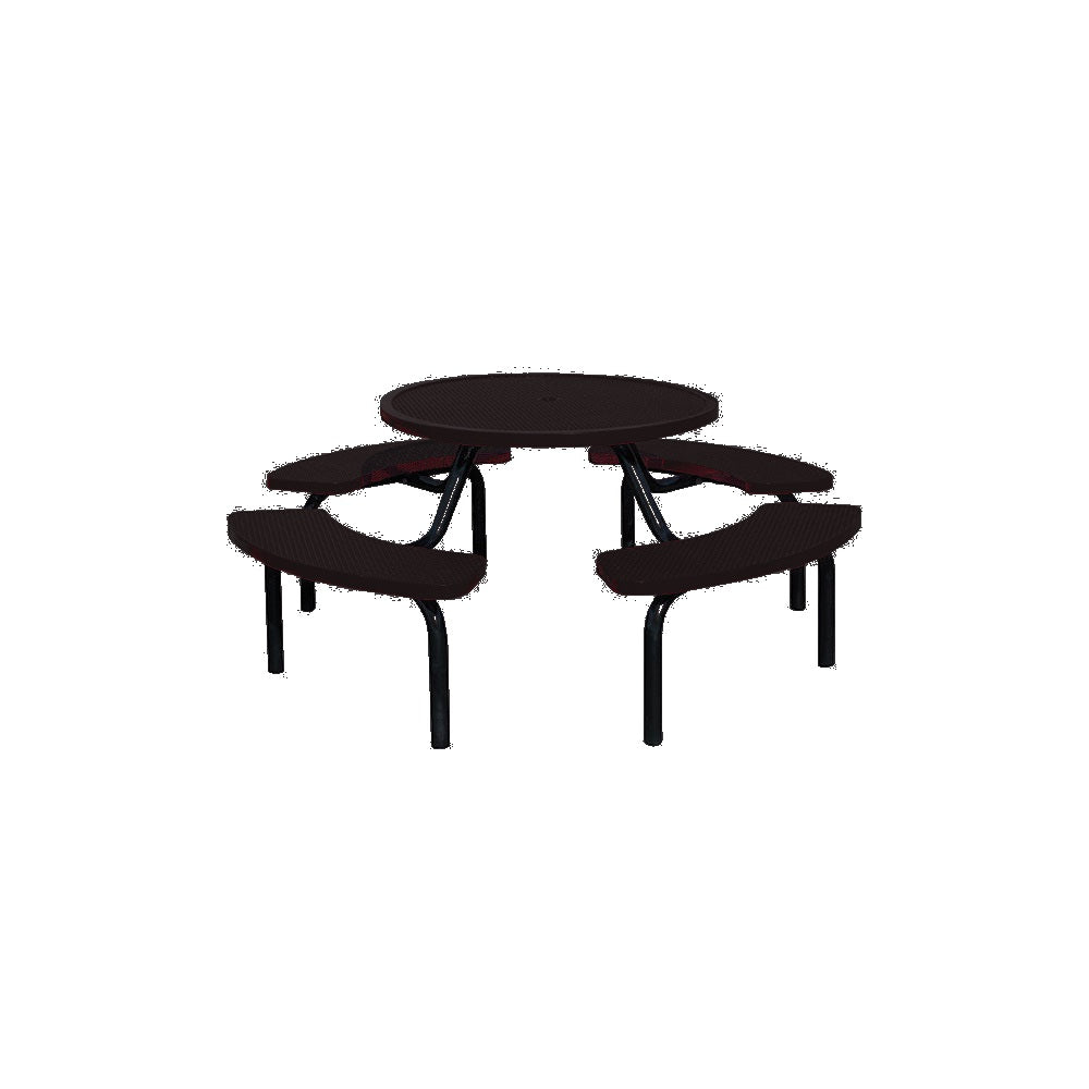 MF1023 Round Modular 4-Bench Table — Metal Powder Coat — 8 Black — digitally rendered color preview