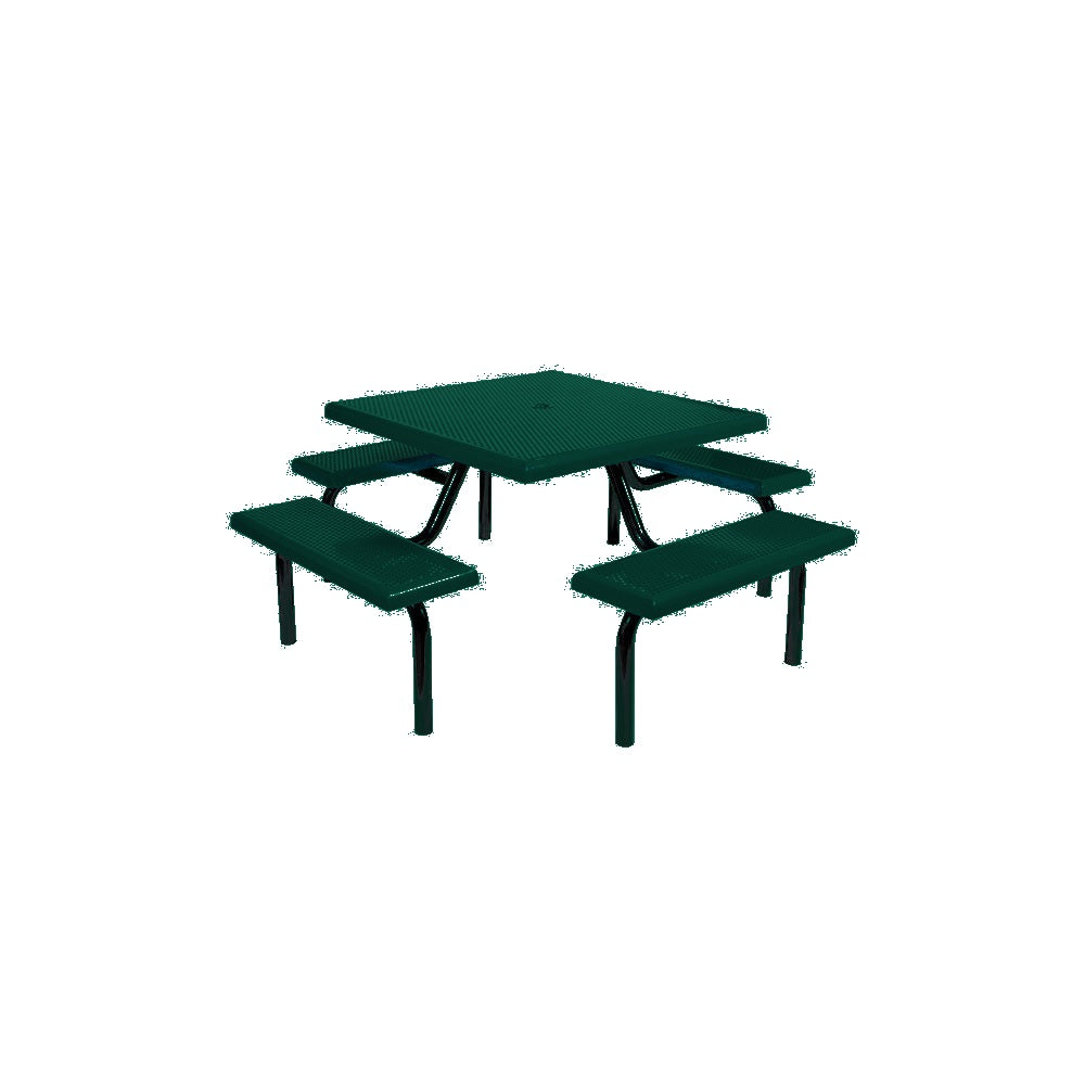 MF1020 Square Modular 4-Bench Table — Metal Powder Coat — S29 Green — digitally rendered color preview