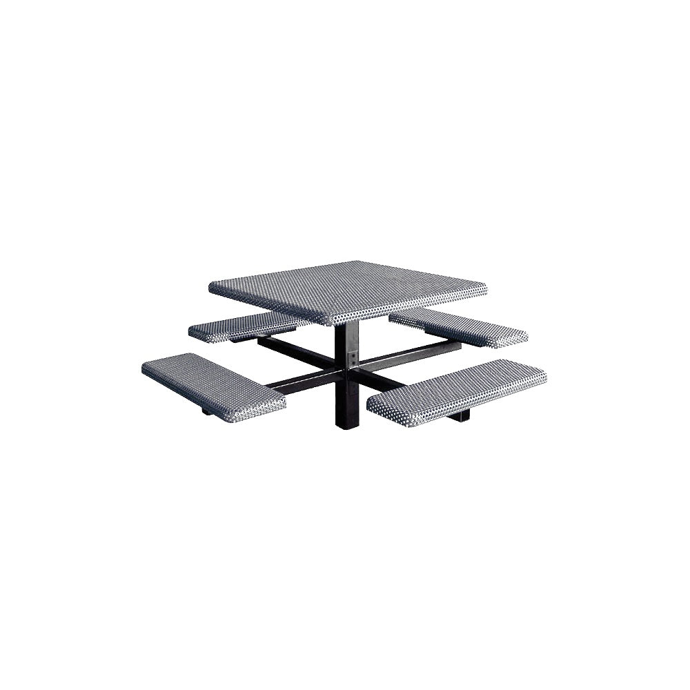MF1060 Square 4-Bench Inground Mount Table — Metal Powder Coat — 9 White — digitally rendered color preview