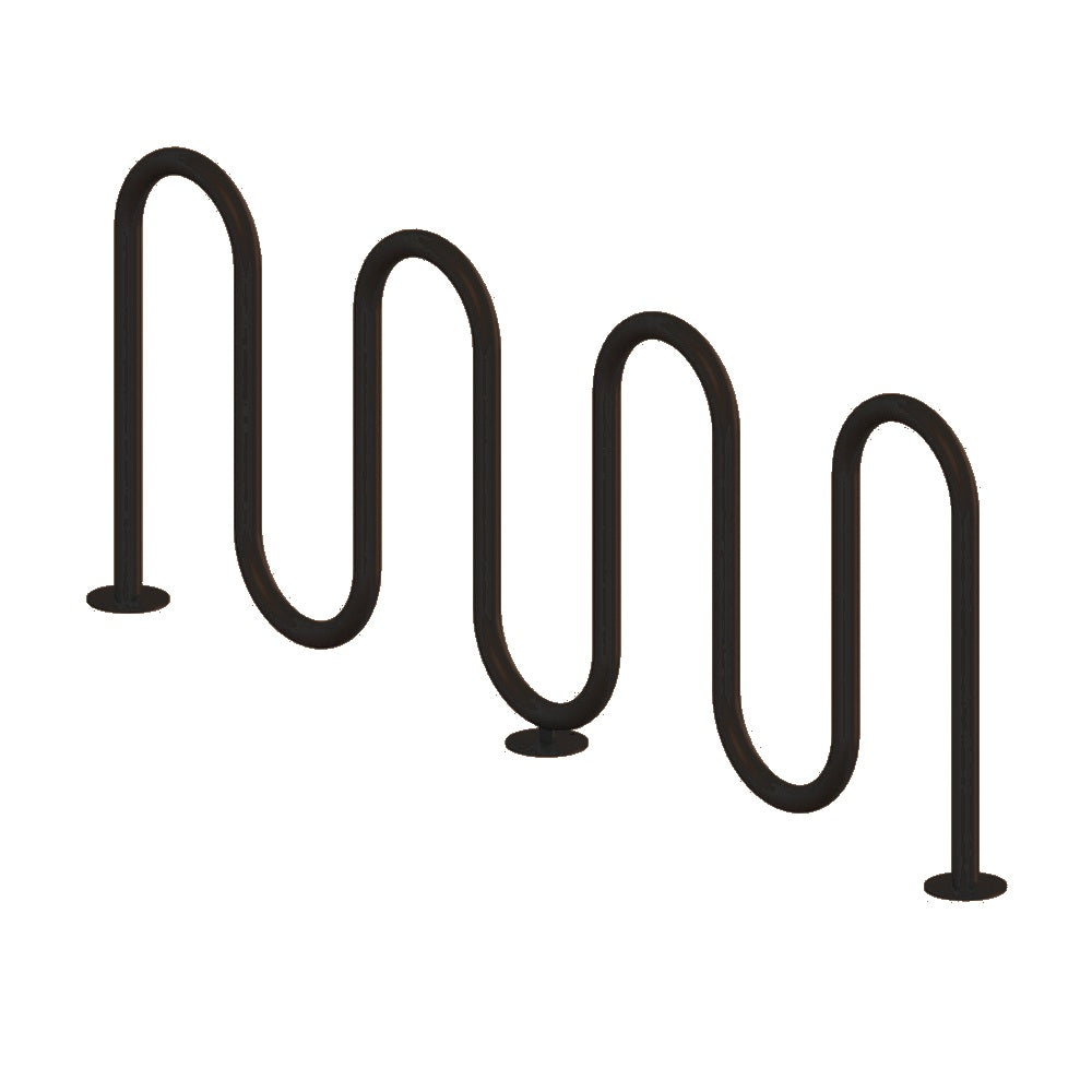 MF9011 Surface Mount 7 Loop Bike Rack — Metal Powder Coat — S45 Brown — digitally rendered color preview