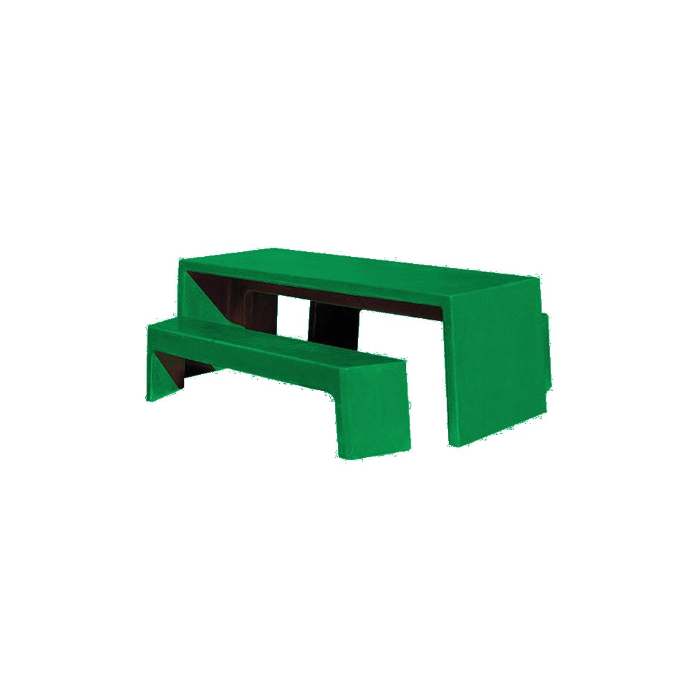 TF3200 Free-Standing 2 Bench Concrete Table Set — Premium Acid Wash Stain — STK-38 Green — digitally rendered color preview
