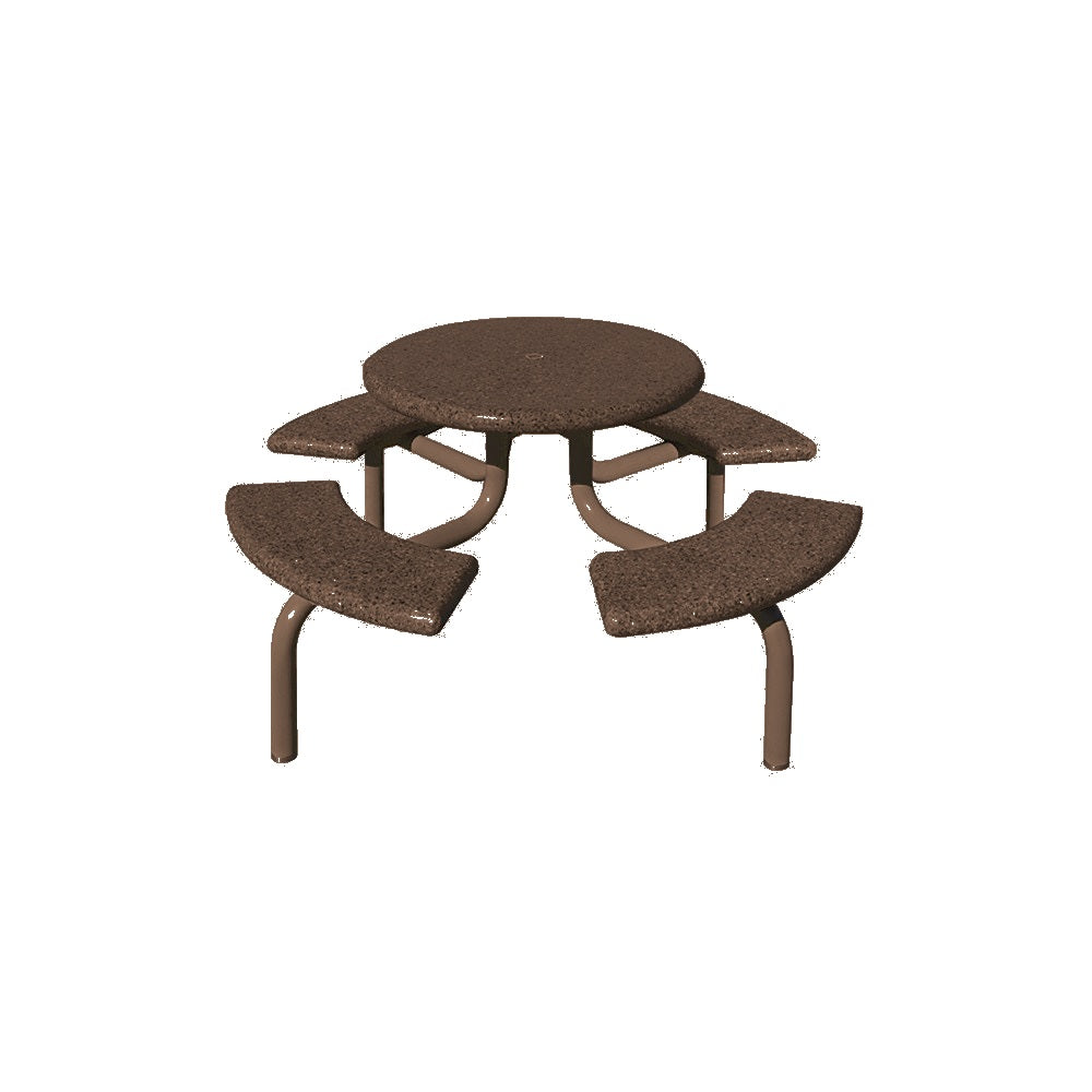 TF3138 4-Seat Round Concrete Table Set with Metal Legs — Metal Powder Coat — S45 Brown — digitally rendered color preview