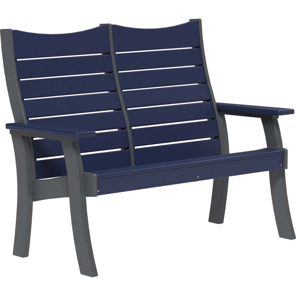 LuxCraft 4' Contour Bench (4COPB) - 4COPBPBS 4' Contour Poly Bench (Patriot Blue & Slate)