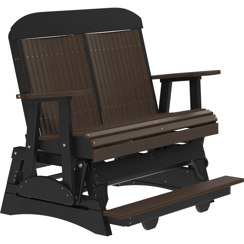 LuxCraft 4' Classic Balcony Glider - 4CPBAGBZWB 4' Classic Poly Balcony Glider (Brazilian Walnut & Black)