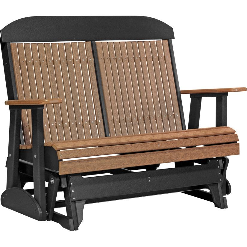 LuxCraft 4' Classic Poly Glider Outdoor Patio Bench Seating