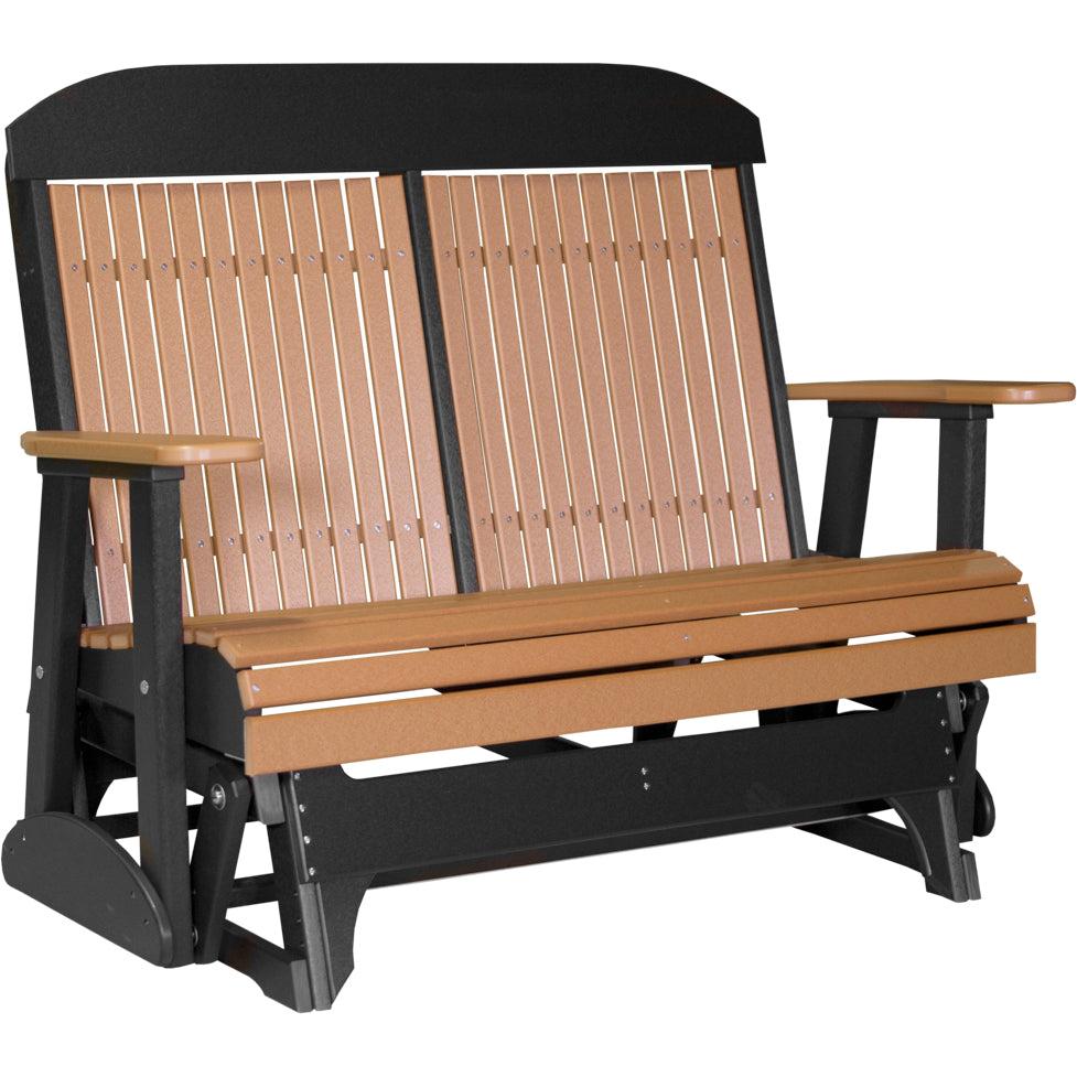 LuxCraft 4' Classic Poly Glider Outdoor Patio Bench Seating