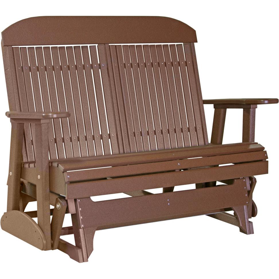 LuxCraft 4' Classic Poly Glider Outdoor Patio Bench Seating