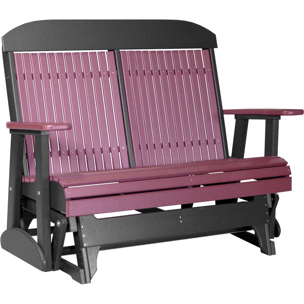 LuxCraft 4' Classic Poly Glider Outdoor Patio Bench Seating