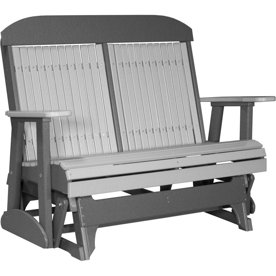 LuxCraft 4' Classic Poly Glider Outdoor Patio Bench Seating