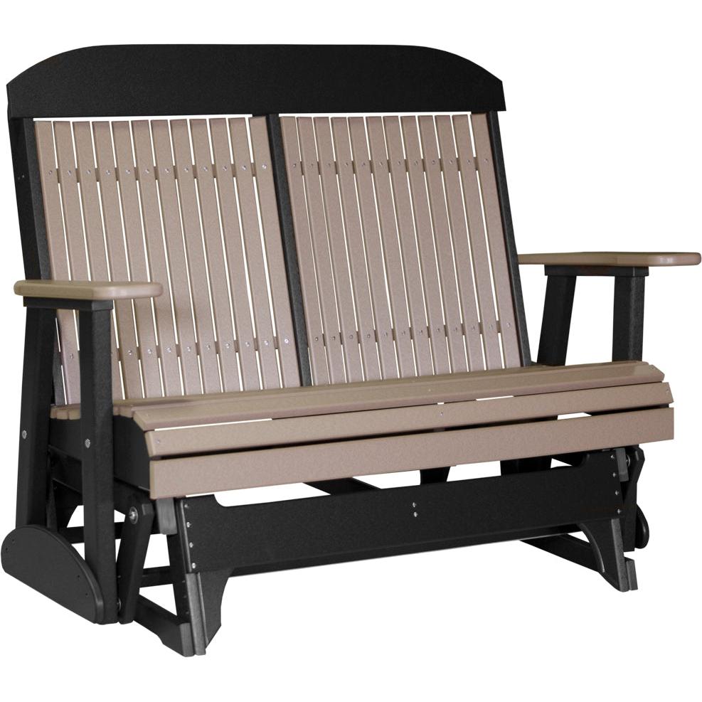 LuxCraft 4' Classic Poly Glider Outdoor Patio Bench Seating