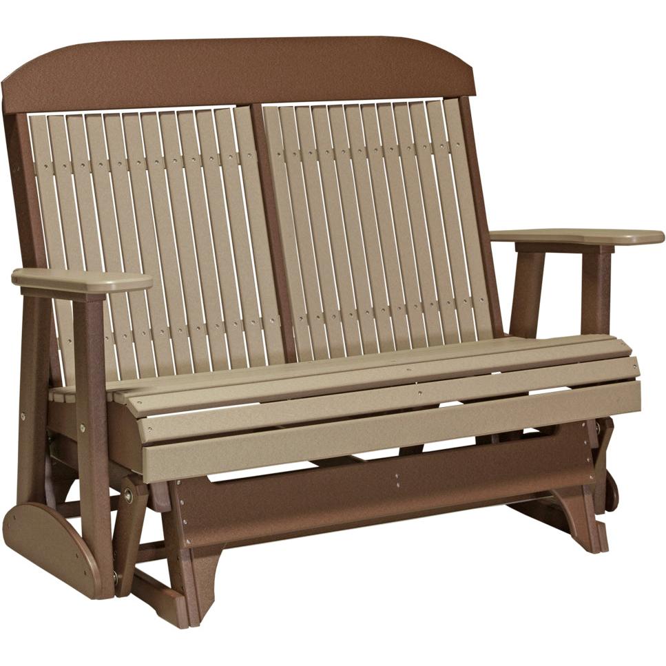 LuxCraft 4' Classic Poly Glider Outdoor Patio Bench Seating