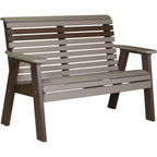 LuxCraft 4' Plain Bench (4PPB) - 4PPBWWCBR 4' Plain Poly Bench (Weatherwood & Chestnut Brown)