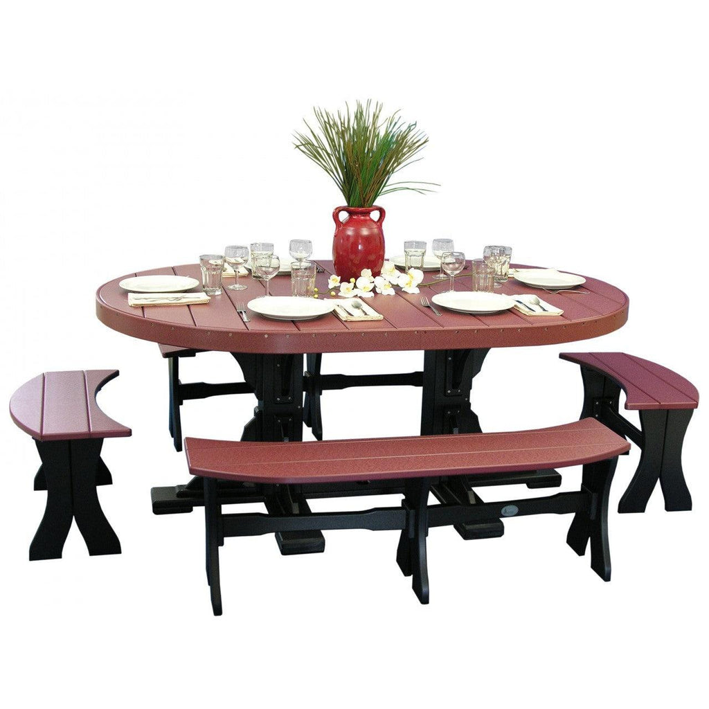 LuxCraft 4' x 6' Oval Dining Table Set with Benches