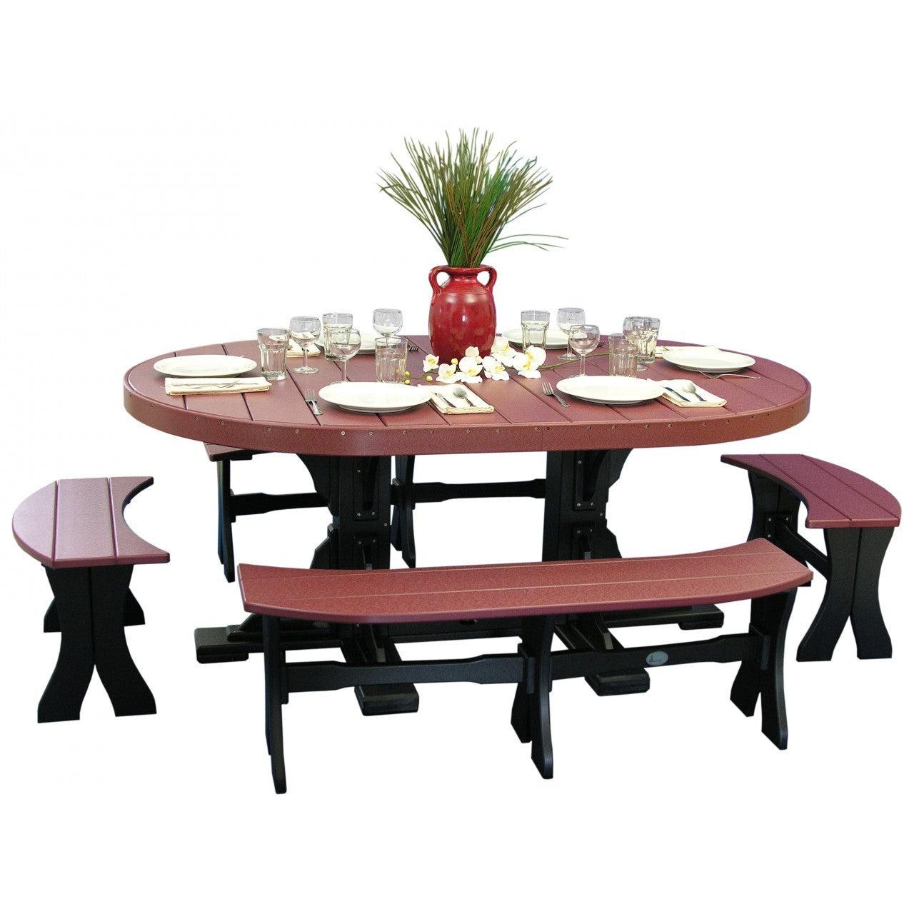 LuxCraft 4' x 6' Oval Dining Table Set with Benches
