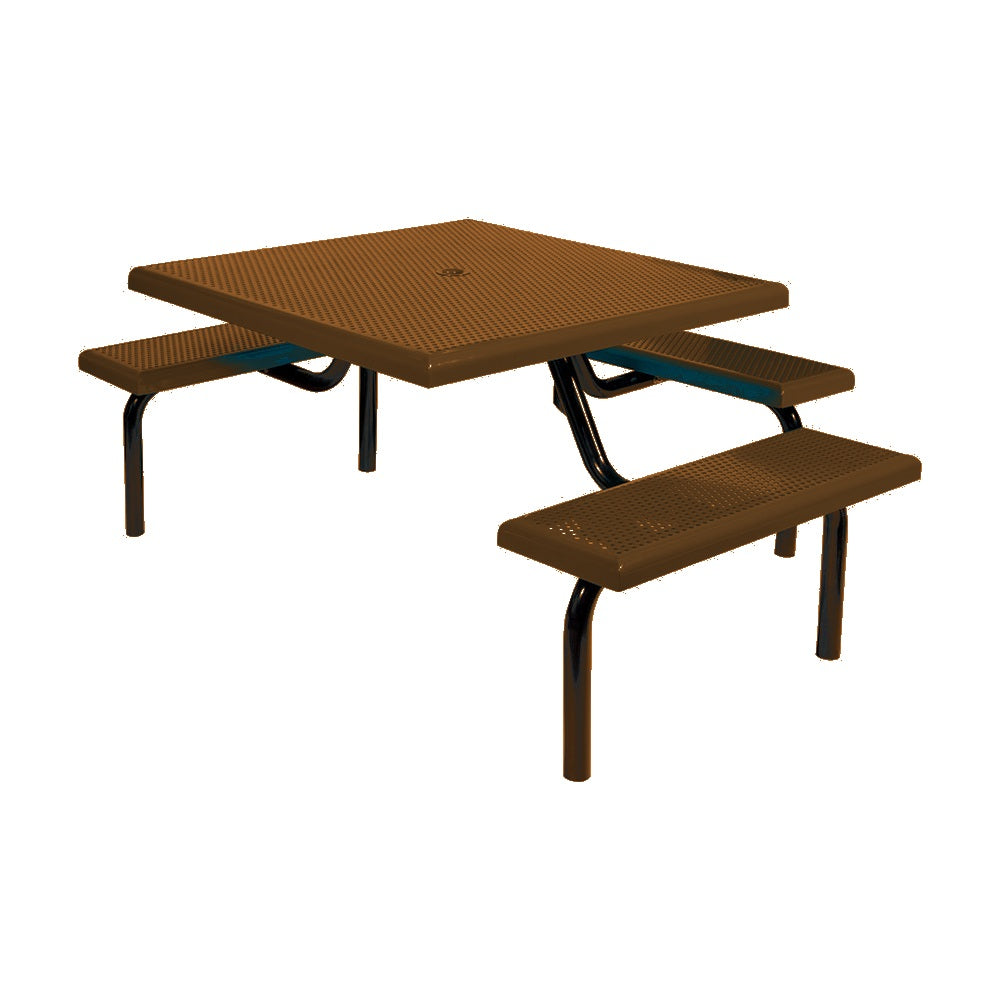 MF1021 Square Modular 3-Bench ADA Table — Metal Powder Coat — S14 Clay — digitally rendered color preview